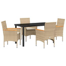 Have Spisebordssæt med pude 5 pcs Beige polyrattan