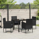 Have Spisebordssæt med pude 5 pcs Sort polyrattan