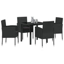 Have Spisebordssæt med pude 5 pcs Sort polyrattan