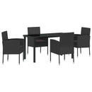 Have Spisebordssæt med pude 5 pcs Sort polyrattan
