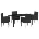 Have Spisebordssæt med pude 5 pcs Sort polyrattan