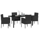 Have Spisebordssæt med pude 5 pcs Sort polyrattan