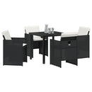 Have Spisebordssæt med pude 5 pcs Sort polyrattan