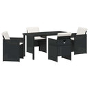 Have Spisebordssæt med pude 5 pcs Sort polyrattan