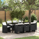 Have Spisebordssæt med pude 9 pcs Sort polyrattan