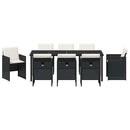 Have Spisebordssæt med pude 9 pcs Sort polyrattan