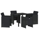 Have Spisebordssæt med pude 5 pcs Sort polyrattan