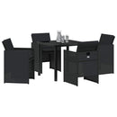 Have Spisebordssæt med pude 5 pcs Sort polyrattan
