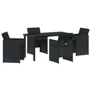 Have Spisebordssæt med pude 5 pcs Sort polyrattan