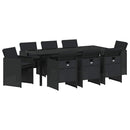 Have Spisebordssæt med pude 9 pcs Sort polyrattan