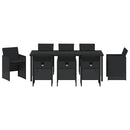 Have Spisebordssæt med pude 9 pcs Sort polyrattan