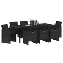 Have Spisebordssæt med pude 9 pcs Sort polyrattan