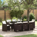 Have Spisebordssæt med pude 9 pcs Brun polyrattan