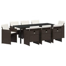 Have Spisebordssæt med pude 9 pcs Brun polyrattan