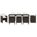 Have Spisebordssæt med pude 9 pcs Brun polyrattan