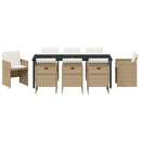 Have Spisebordssæt med pude 9 pcs Beige polyrattan