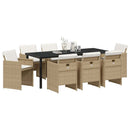 Have Spisebordssæt med pude 9 pcs Beige polyrattan