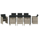 Have Spisebordssæt med pude 9 pcs Lysegrå polyrattan