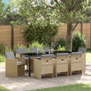 Have Spisebordssæt med pude 9 pcs Beige polyrattan