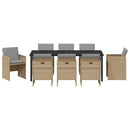 Have Spisebordssæt med pude 9 pcs Beige polyrattan