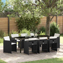 Have Spisebordssæt med pude 9 pcs Sort polyrattan