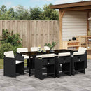 Have Spisebordssæt med pude 9 pcs Sort polyrattan
