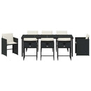 Have Spisebordssæt med pude 9 pcs Sort polyrattan