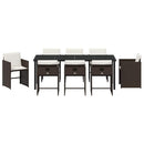 Have Spisebordssæt med pude 9 pcs Brun polyrattan