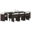 Have Spisebordssæt med pude 9 pcs Brun polyrattan