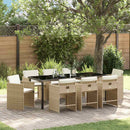 Have Spisebordssæt med pude 9 pcs Beige polyrattan
