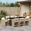 Have Spisebordssæt med pude 9 pcs Beige polyrattan