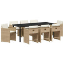 Have Spisebordssæt med pude 9 pcs Beige polyrattan