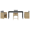 Have Spisebordssæt med pude 5 pcs Beige polyrattan