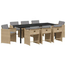 Have Spisebordssæt med pude 9 pcs Beige polyrattan