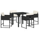 Have Spisebordssæt med pude 5 pcs Sort polyrattan