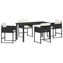 Have Spisebordssæt med pude 5 pcs Sort polyrattan