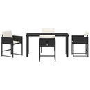 Have Spisebordssæt med pude 5 pcs Sort polyrattan
