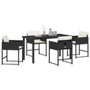 Have Spisebordssæt med pude 5 pcs Sort polyrattan