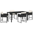 Have Spisebordssæt med pude 5 pcs Sort polyrattan