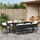 Have Spisebordssæt med pude 9 pcs Sort polyrattan