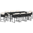 Have Spisebordssæt med pude 9 pcs Sort polyrattan