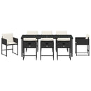 Have Spisebordssæt med pude 9 pcs Sort polyrattan