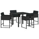 Have Spisebordssæt med pude 5 pcs Sort polyrattan