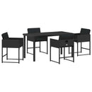 Have Spisebordssæt med pude 5 pcs Sort polyrattan