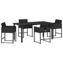 Have Spisebordssæt med pude 5 pcs Sort polyrattan