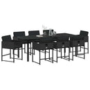 Have Spisebordssæt med pude 9 pcs Sort polyrattan