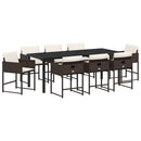 Have Spisebordssæt med pude 9 pcs Brun polyrattan