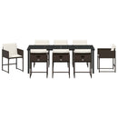 Have Spisebordssæt med pude 9 pcs Brun polyrattan