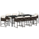 Have Spisebordssæt med pude 9 pcs Brun polyrattan