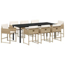 Have Spisebordssæt med pude 9 pcs Beige polyrattan
